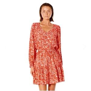 Rip Curl Lunar Tides Long Sleeved Dress Red  NWT Size XXS